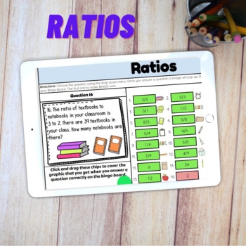 Ratios Activity Bingo Self Checking Digital Printable Task Cards