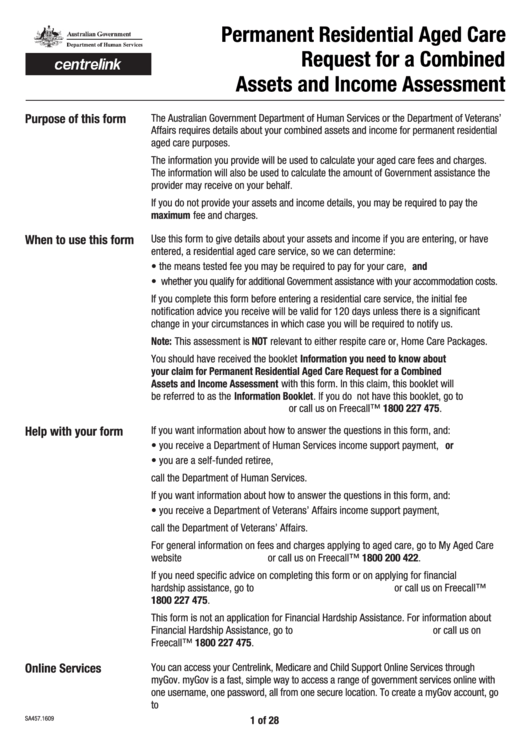 Residential Aged Care Fee Income Assessment Form Printable Printable 