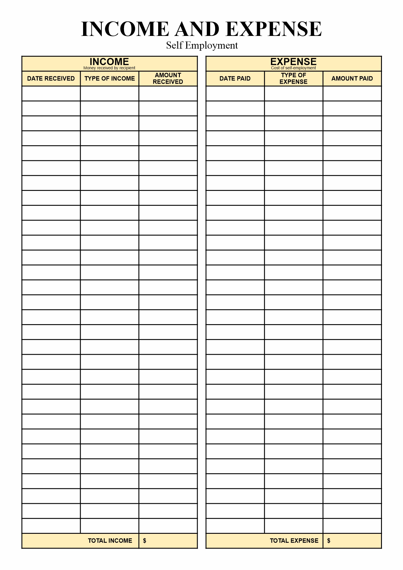 Self Employed Income Calculation Worksheet Excel Printable Word Searches