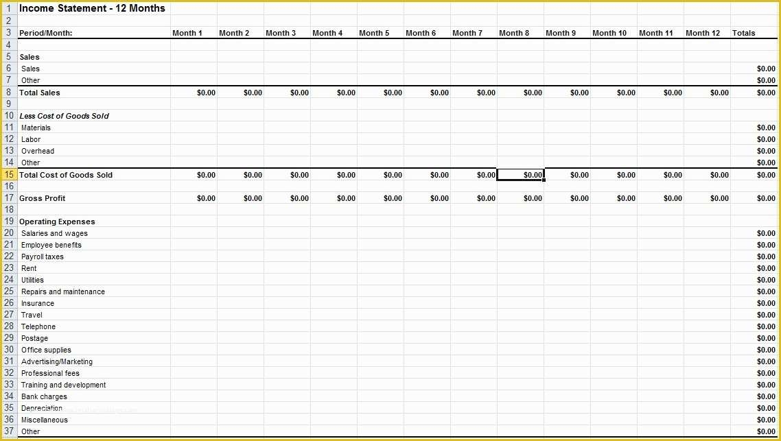 Simple Income Statement Template Free Of 15 Free In E Statement 