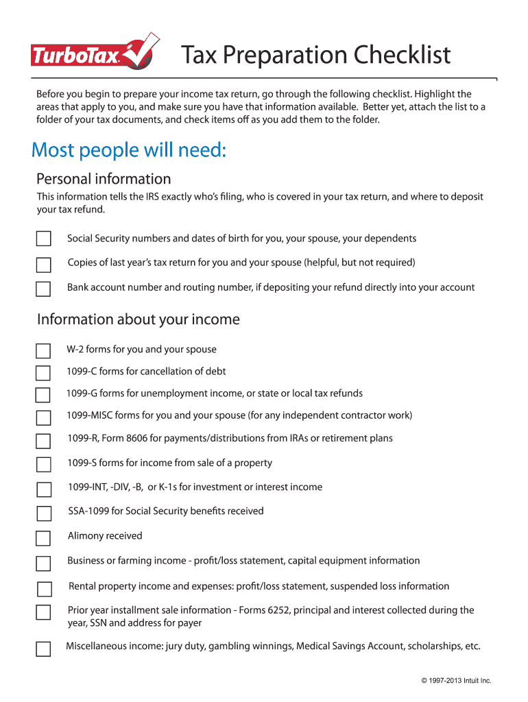 Tax Form Checklist 2023 Printable Forms Free Online