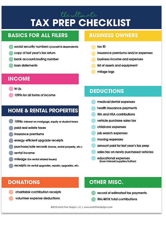 Tax Form Checklist 2023 Printable Forms Free Online
