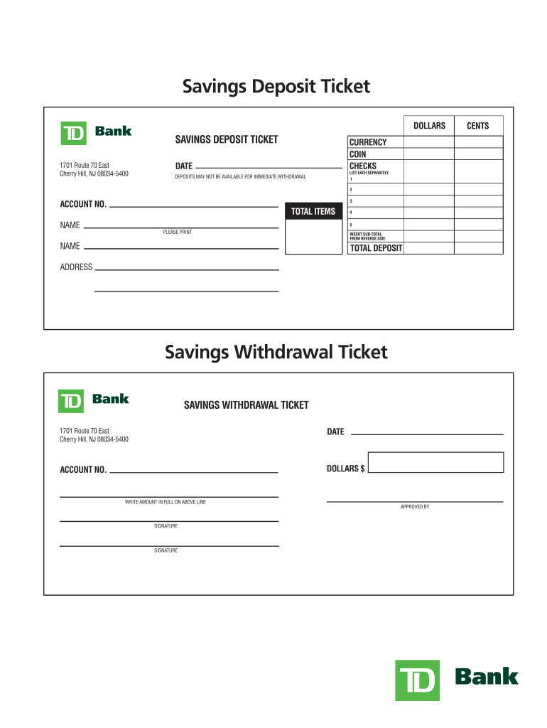 Td Bank Printable Deposit Slip Printable Word Searches