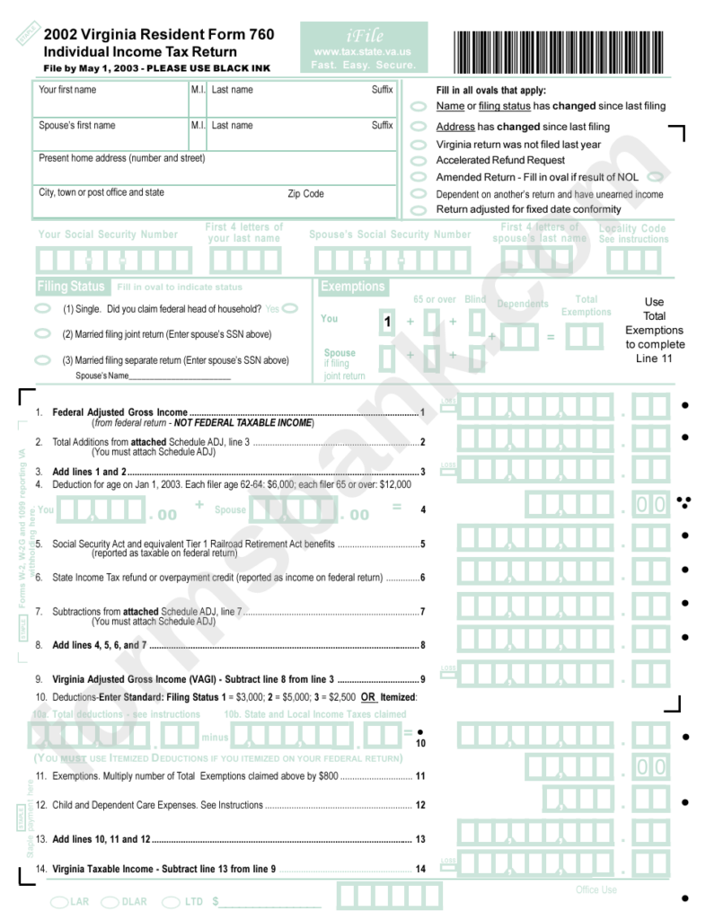 Virginia Fillable Form 760 Printable Forms Free Online