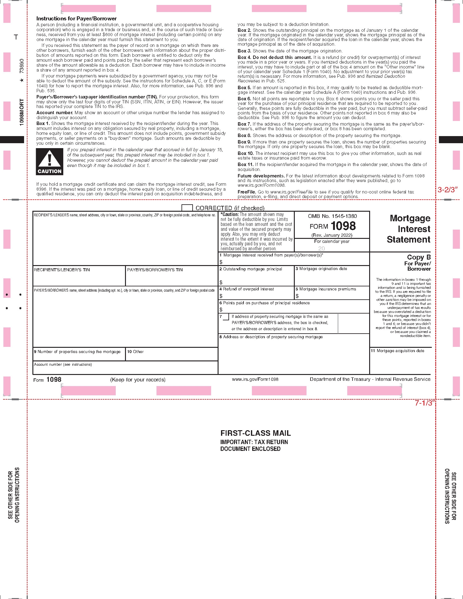 1098 MORT Pressure Seal Form Copy B 1098MORT 1098 MORT Pressure Seal Form Copy B 1098MORT