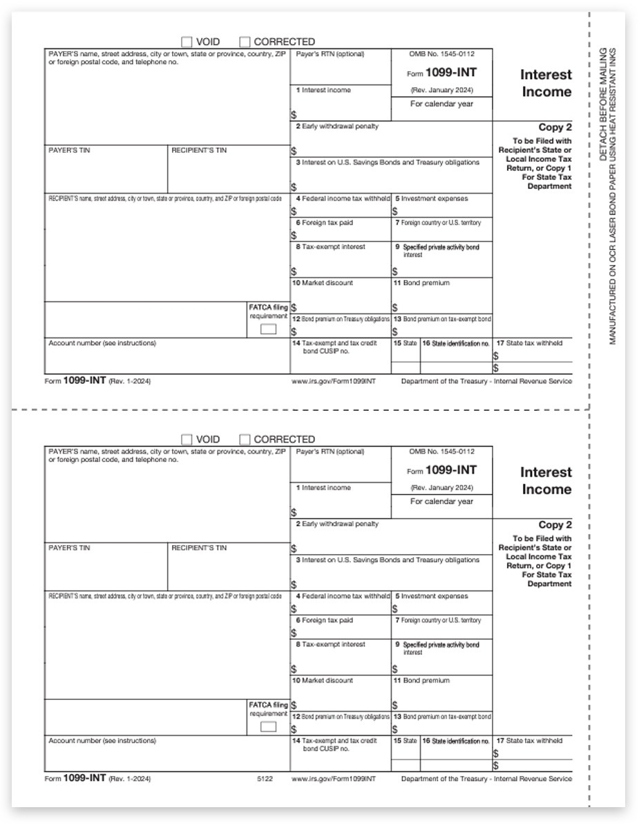 1099 INT Form Copy 2 State Or File