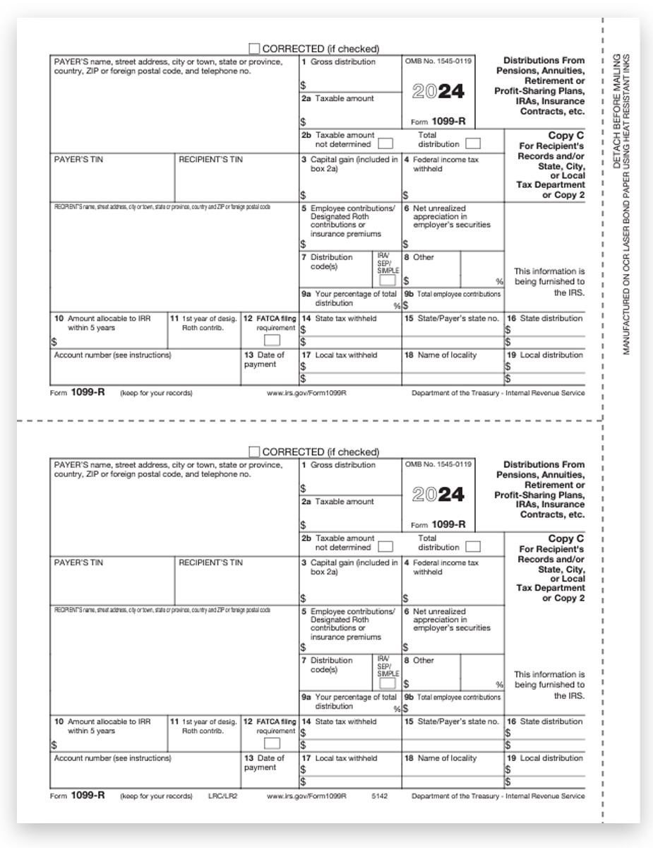 1099R Tax Forms 2024 Copy A For IRS DiscountTaxForms