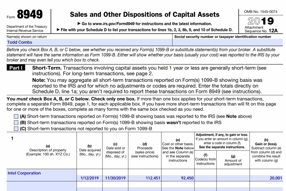 2016 8949 IRS Tax Form Released EquityStat Blog