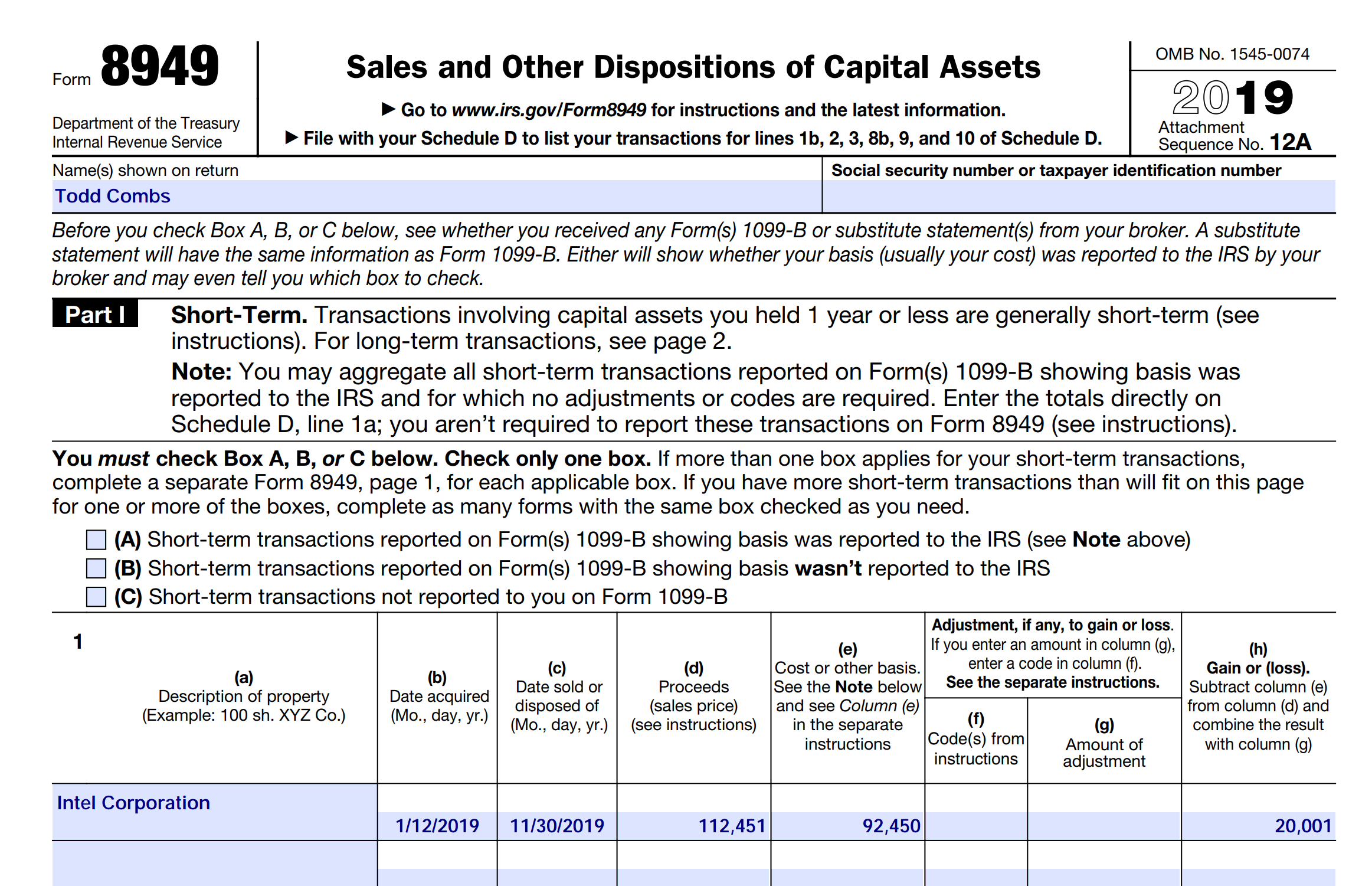 2016 8949 IRS Tax Form Released EquityStat Blog
