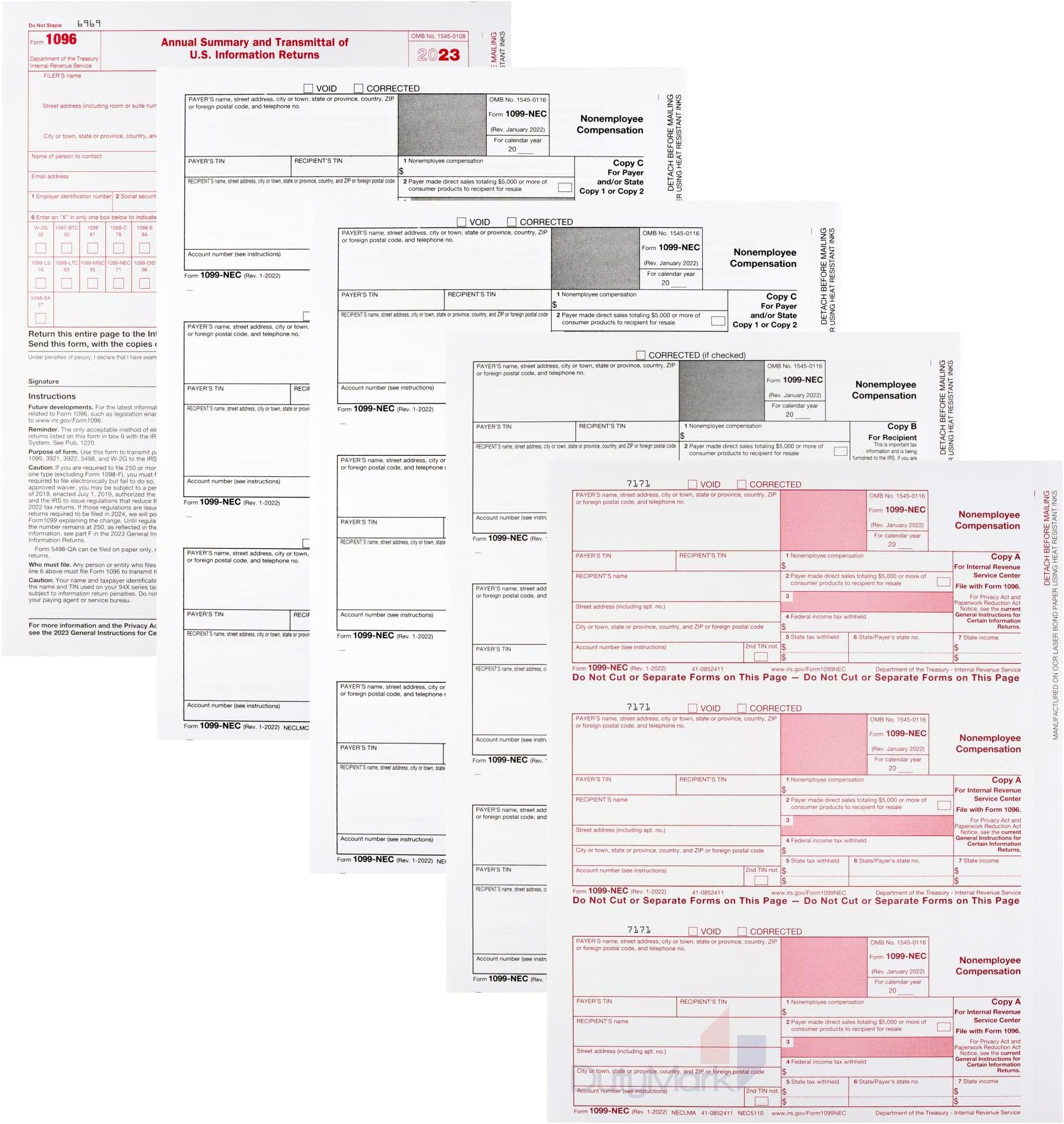 2024 IRS 1096 Transmittal Forms 25 Pack Laser Printable 2024 IRS 1096 Transmittal Forms 25 Pack Laser Printable