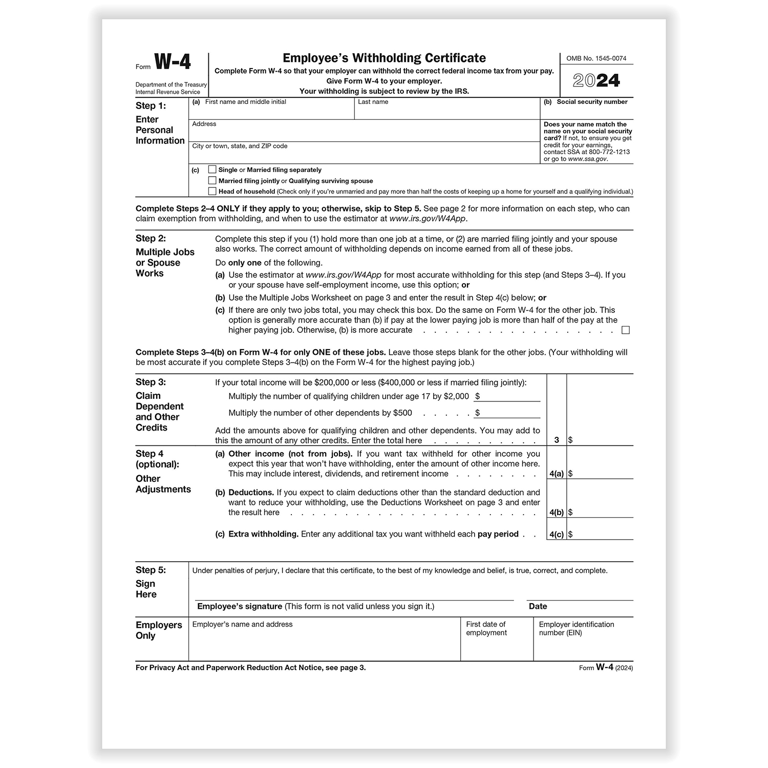 2024 IRS W 4 Form HRdirect Worksheets Library 2024 IRS W 4 Form HRdirect Worksheets Library