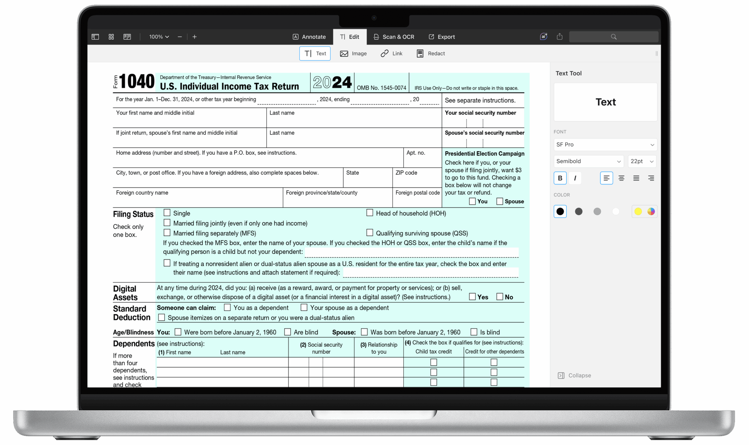 2025 IRS 1040 PDF Expert