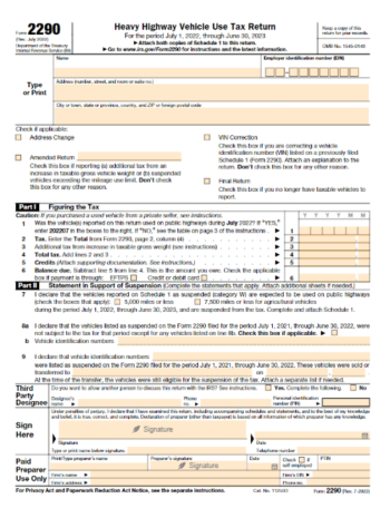 2290 Tax Form Printable Get IRS Form 2290 2023 Printable PDF And 