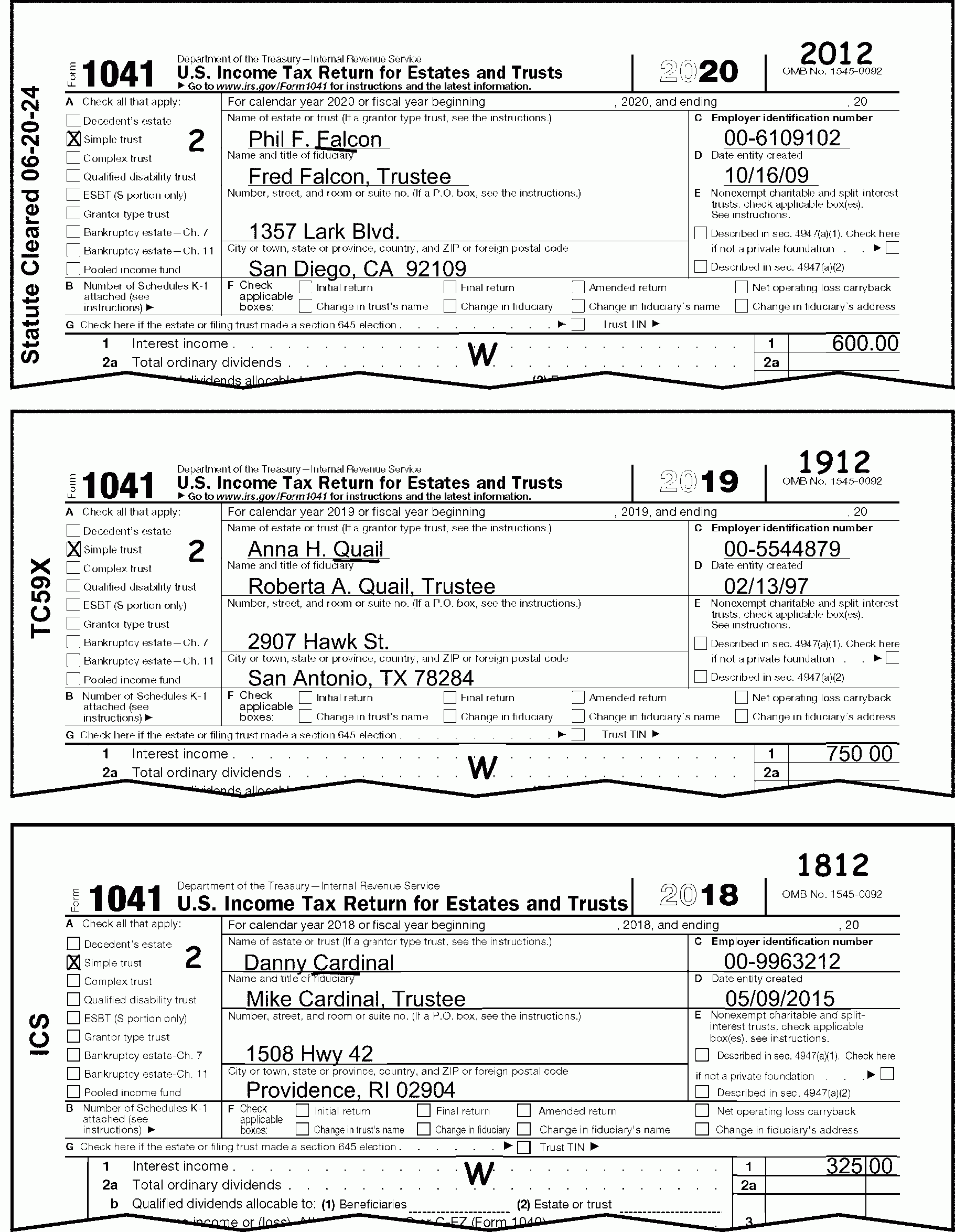 3 11 14 Income Tax Returns For Estates And Trusts Forms 1041 3 11 14 Income Tax Returns For Estates And Trusts Forms 1041