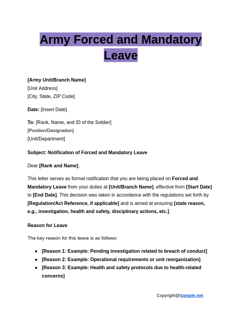 30 FREE Forced And Mandatory Leave Samples To Download