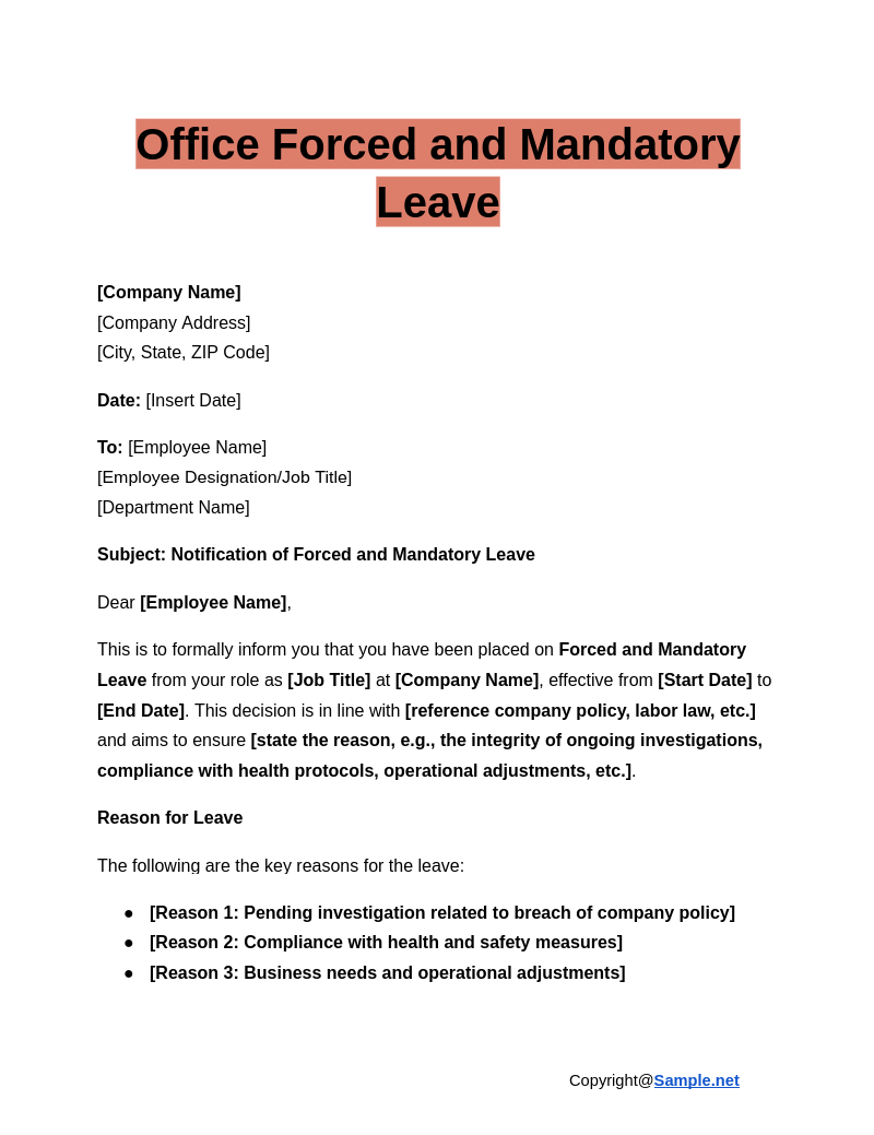 30 FREE Forced And Mandatory Leave Samples To Download