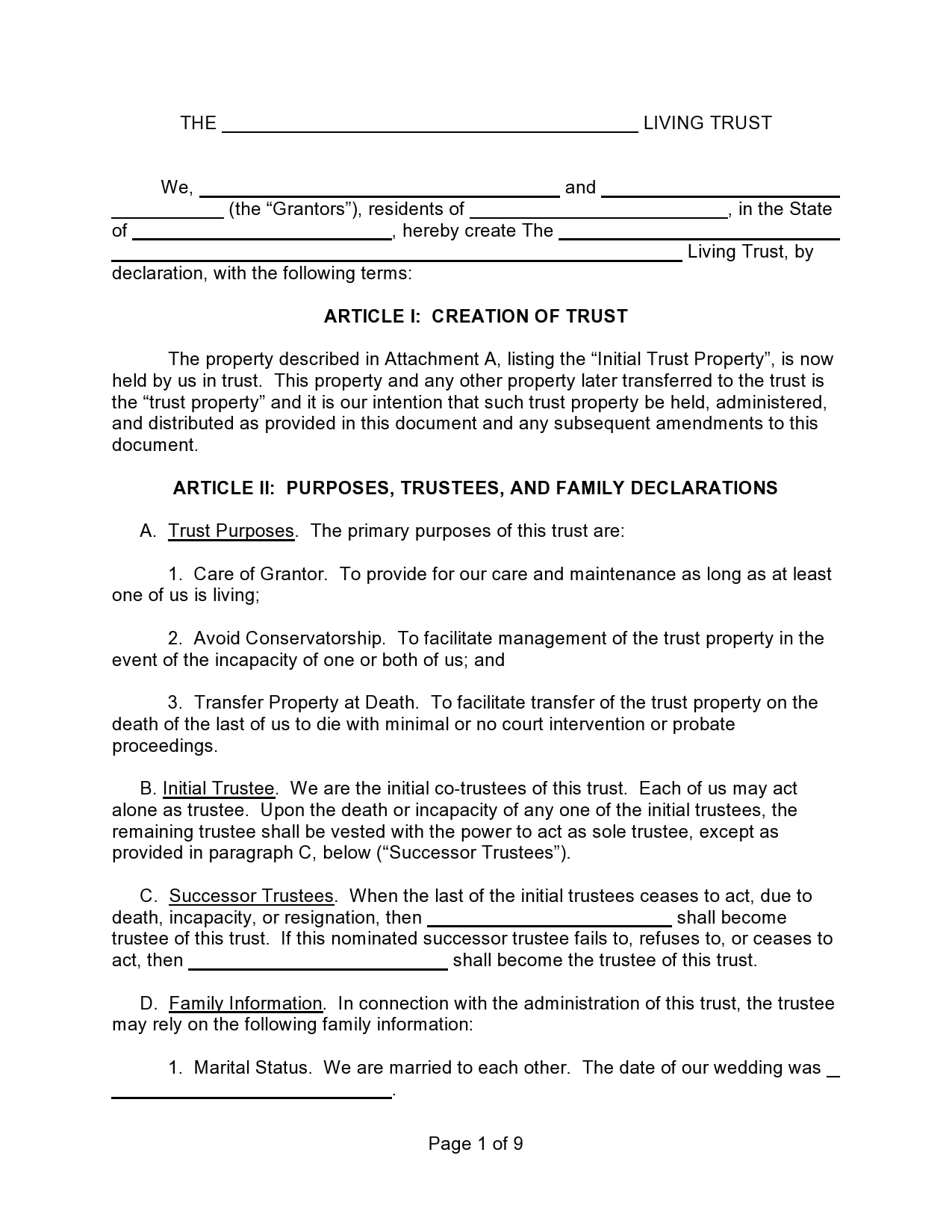 30 Free Living Trust Forms U0026 Templates Word TemplateArchive