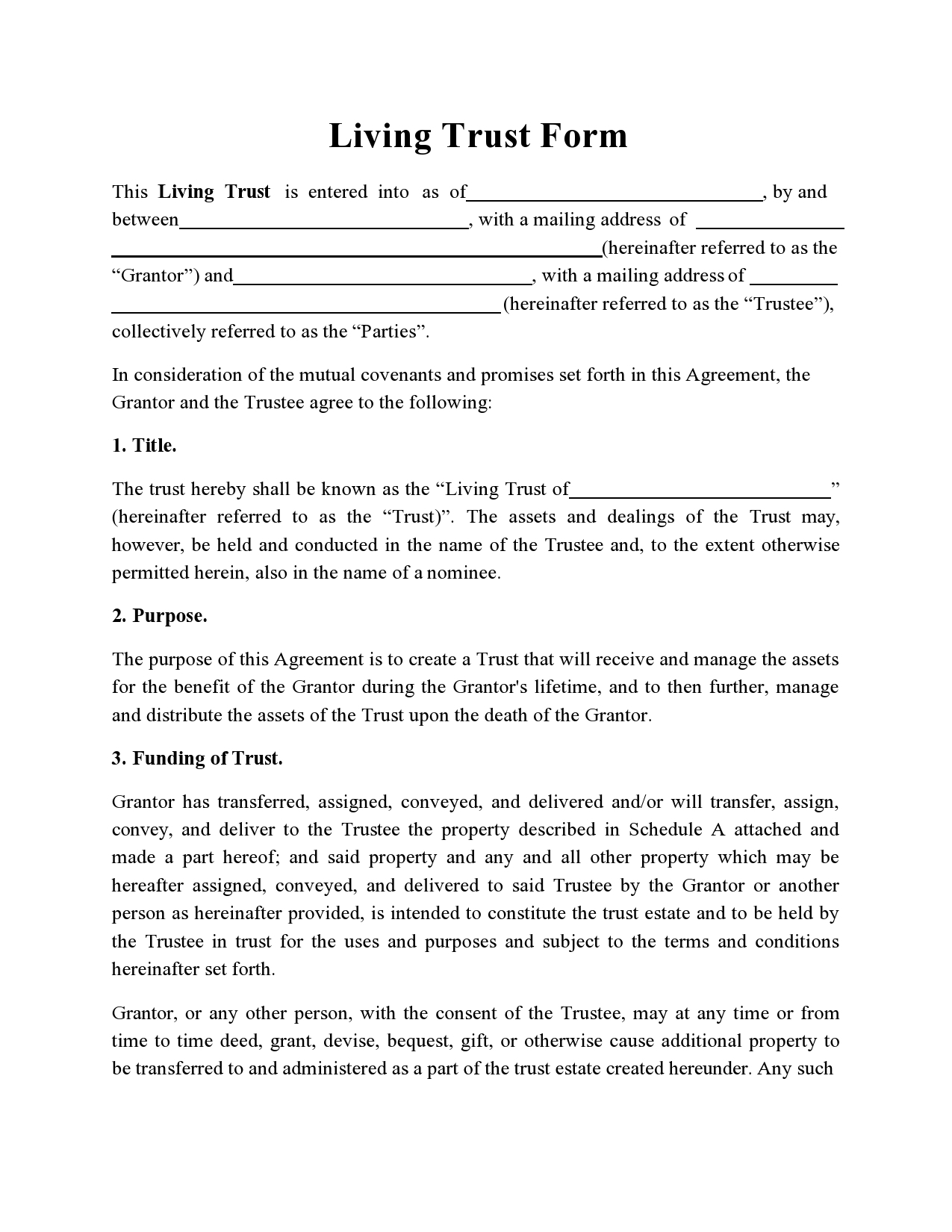 34 Free Living Trust Forms U0026 Documents TemplateLab
