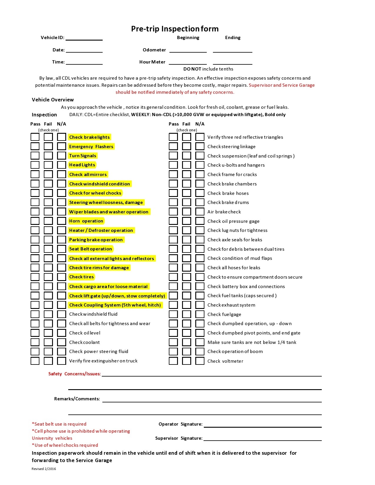 39 Best Vehicle Inspection Forms Lyft Uber Etc TemplateLab