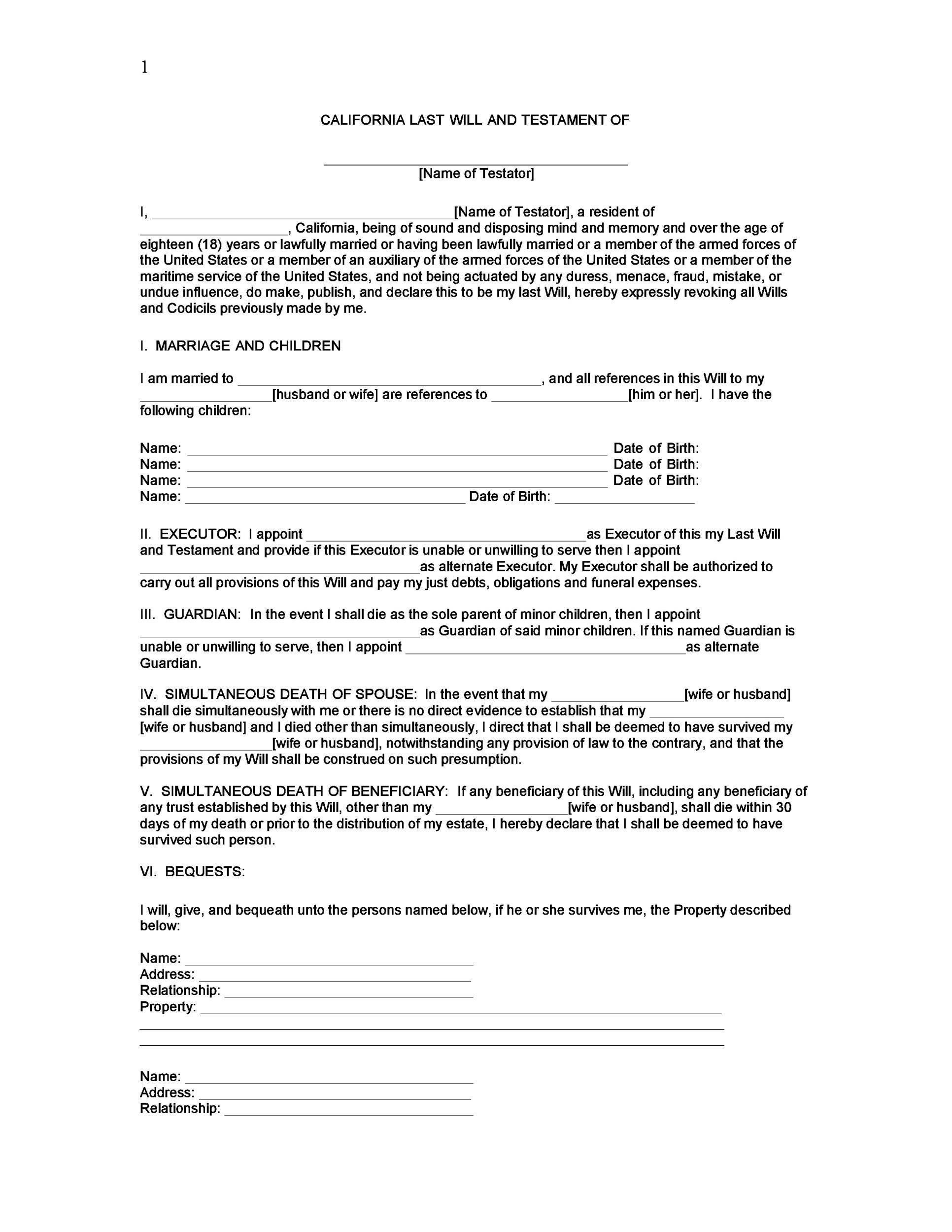 39 Last Will And Testament Forms U0026 Templates TemplateLab