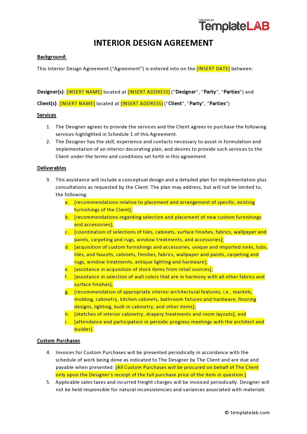 40 Interior Design Contract Templates Commercial U0026 Residential 