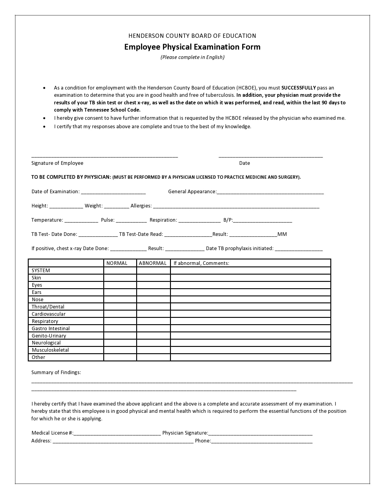 40 Printable Physical Forms For Work 100 Free TemplateArchive