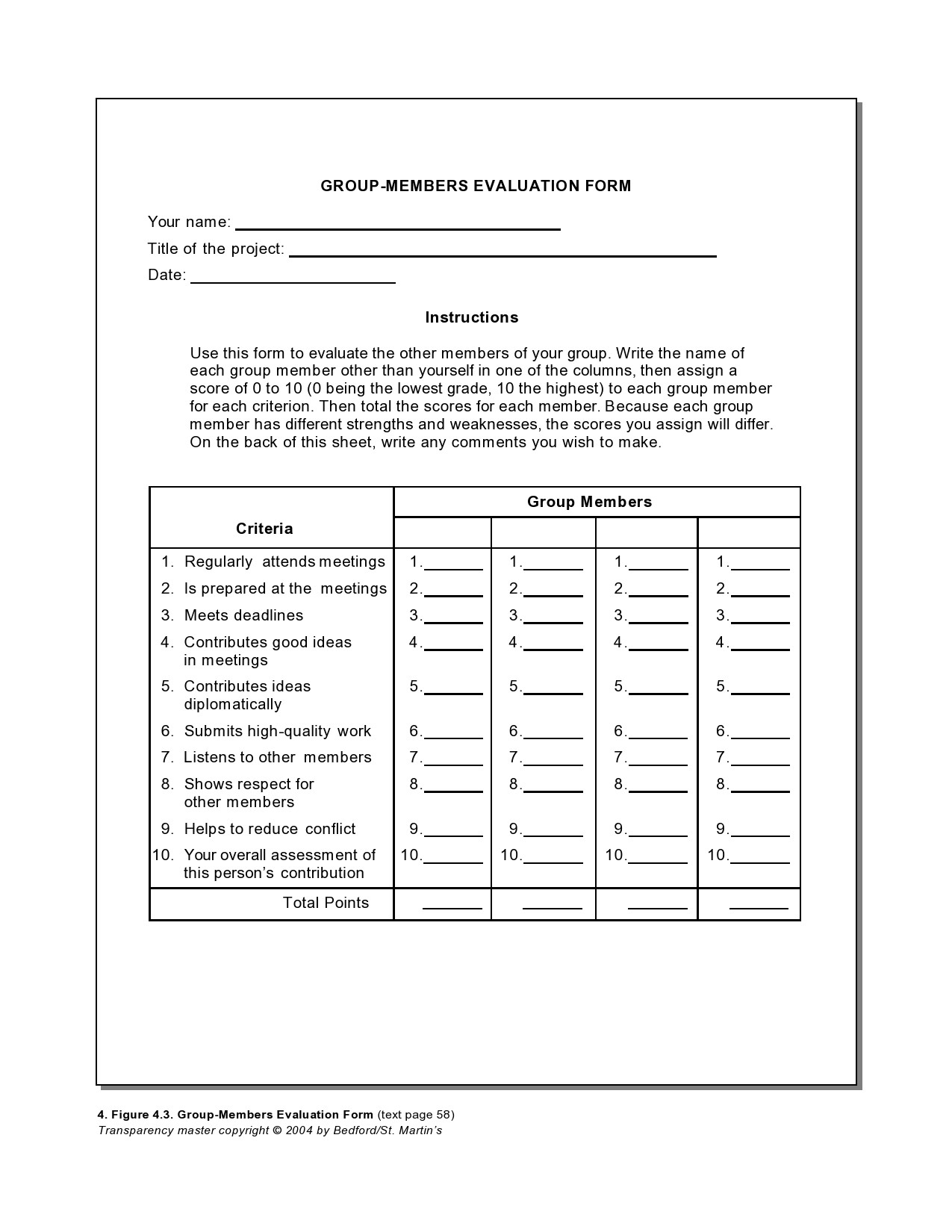43 Great Peer Evaluation Forms Group Review TemplateLab