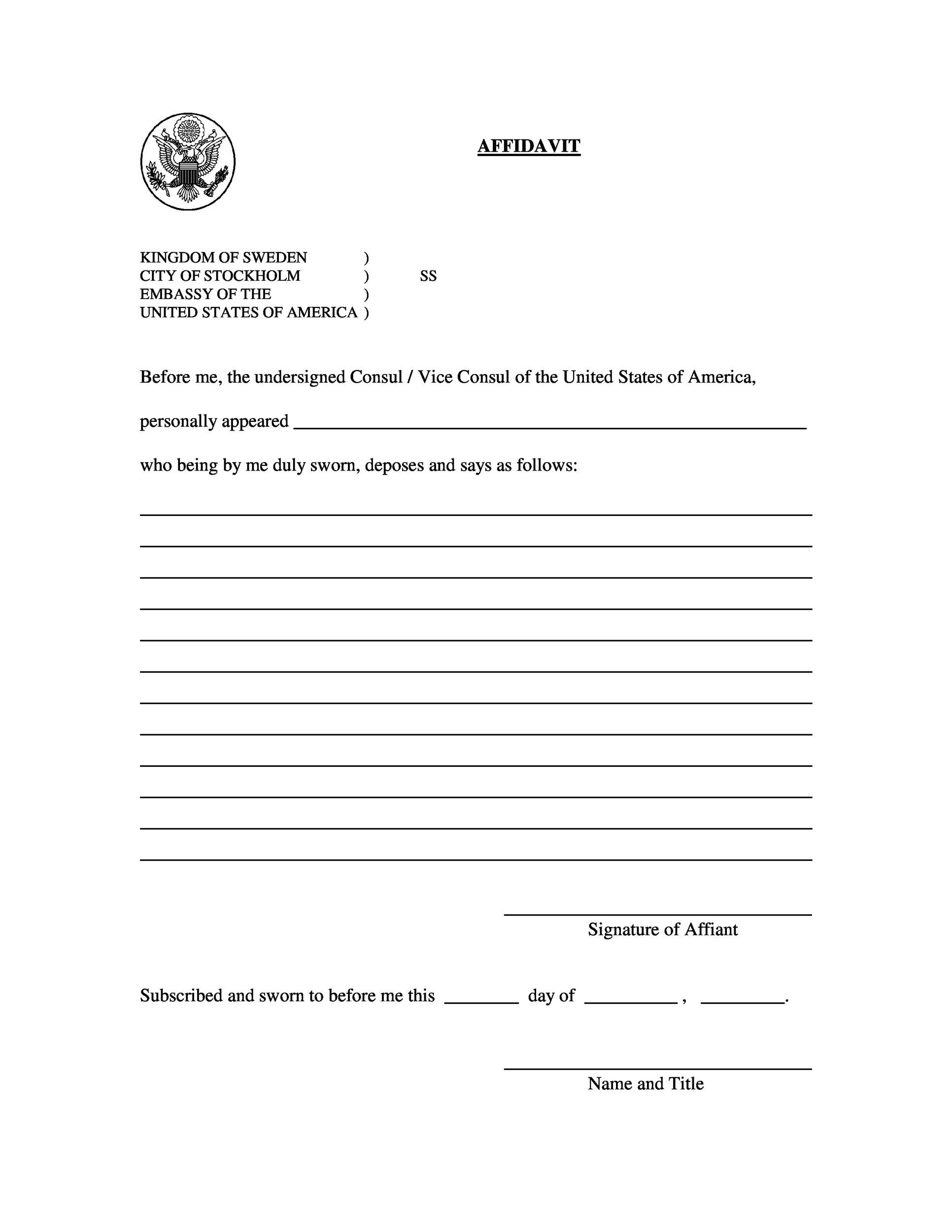 60 Free Affidavit Templates U0026 Forms Word PDF TemplateLab