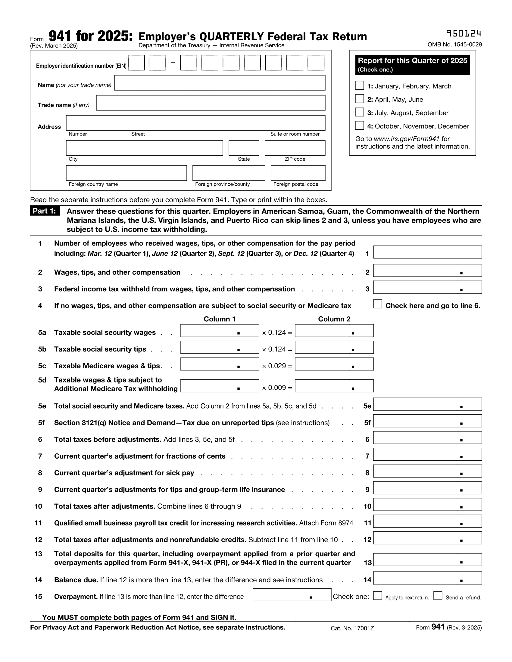 941 Form 2024 2025 Complete And Download With Ease PDF Guru