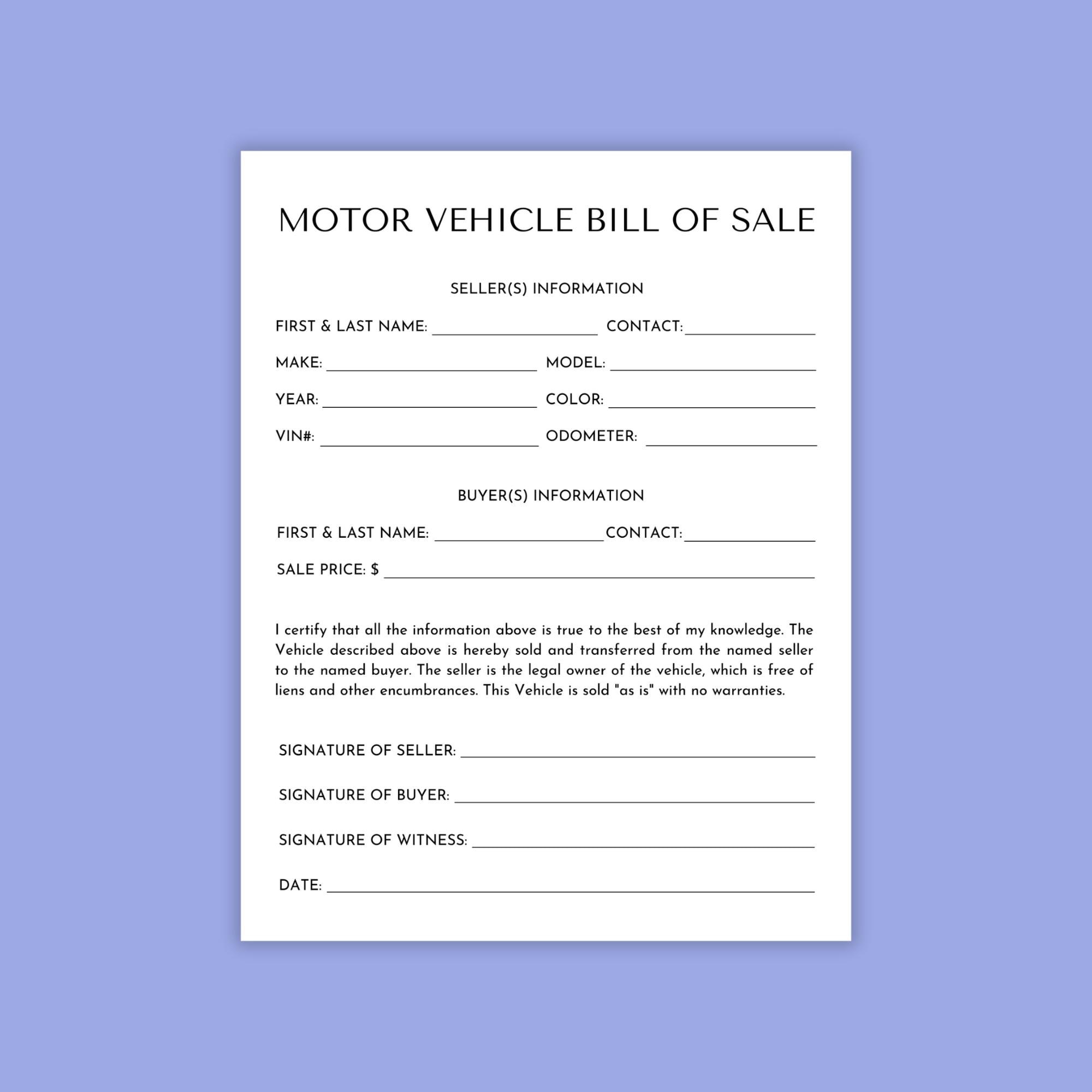 Alberta Bill Of Sale Etsy Canada