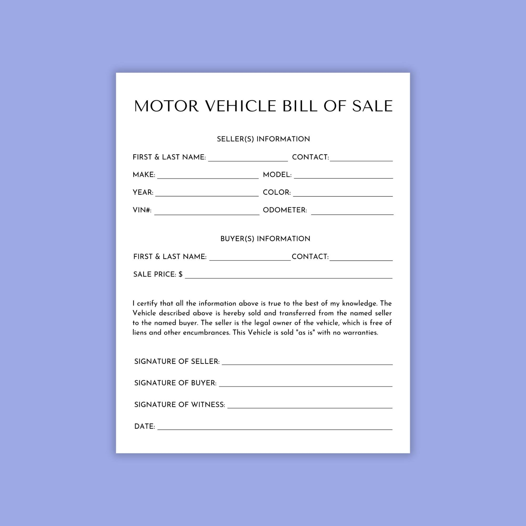 Alberta Bill Of Sale Etsy New Zealand