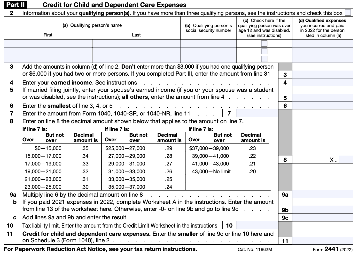 All About IRS Form 2441 SmartAsset Worksheets Library
