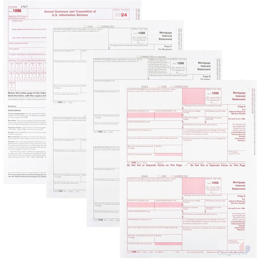 Amazon 1098 Mortgage Interest Tax Form 2024 3 Part Laser Federal Form Designed For QuickBooks And Accounting Software Pack Of 50 2024 Office Products