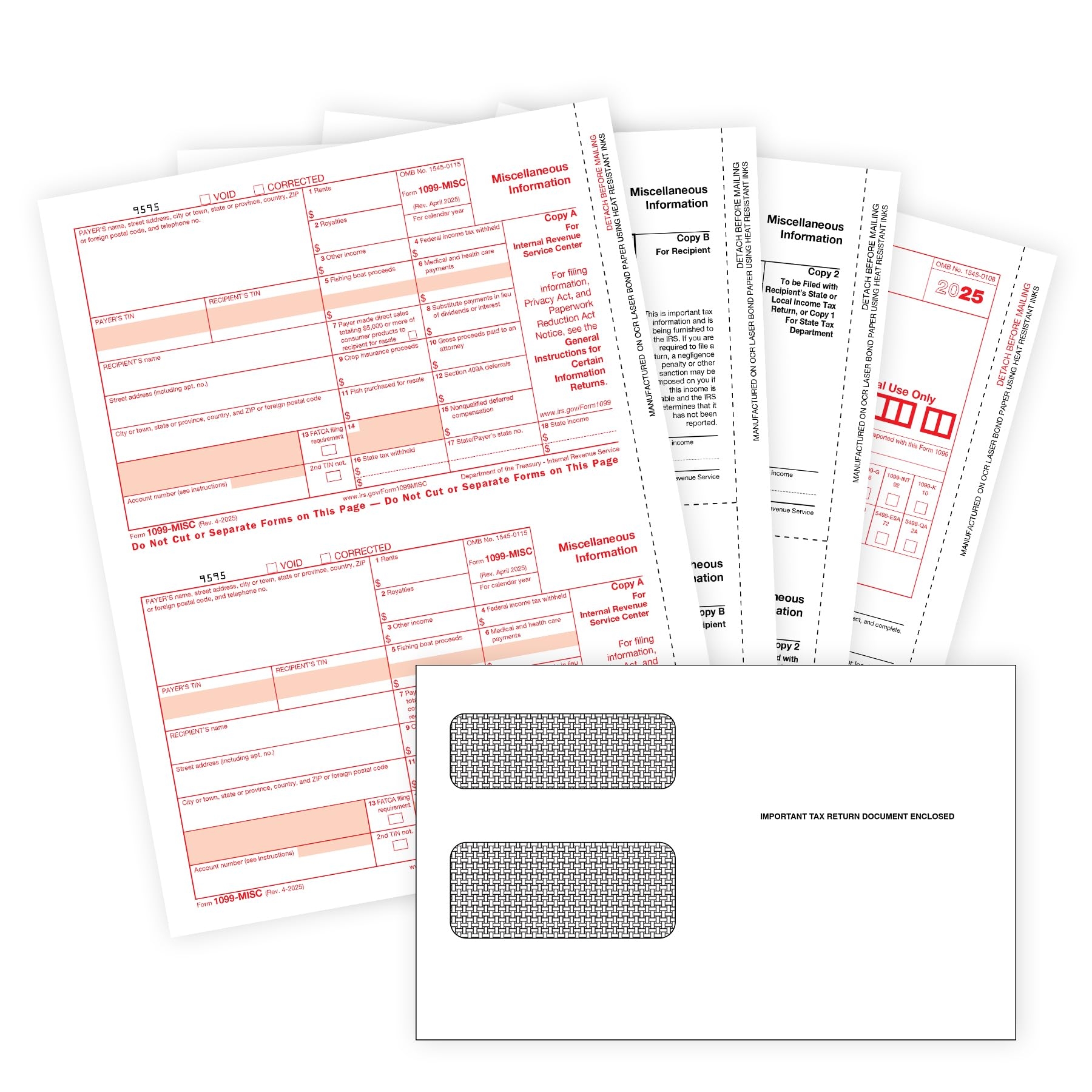 Amazon 1099 MISC Forms 2025 4 Part Tax Forms Kit 50 Vendor 