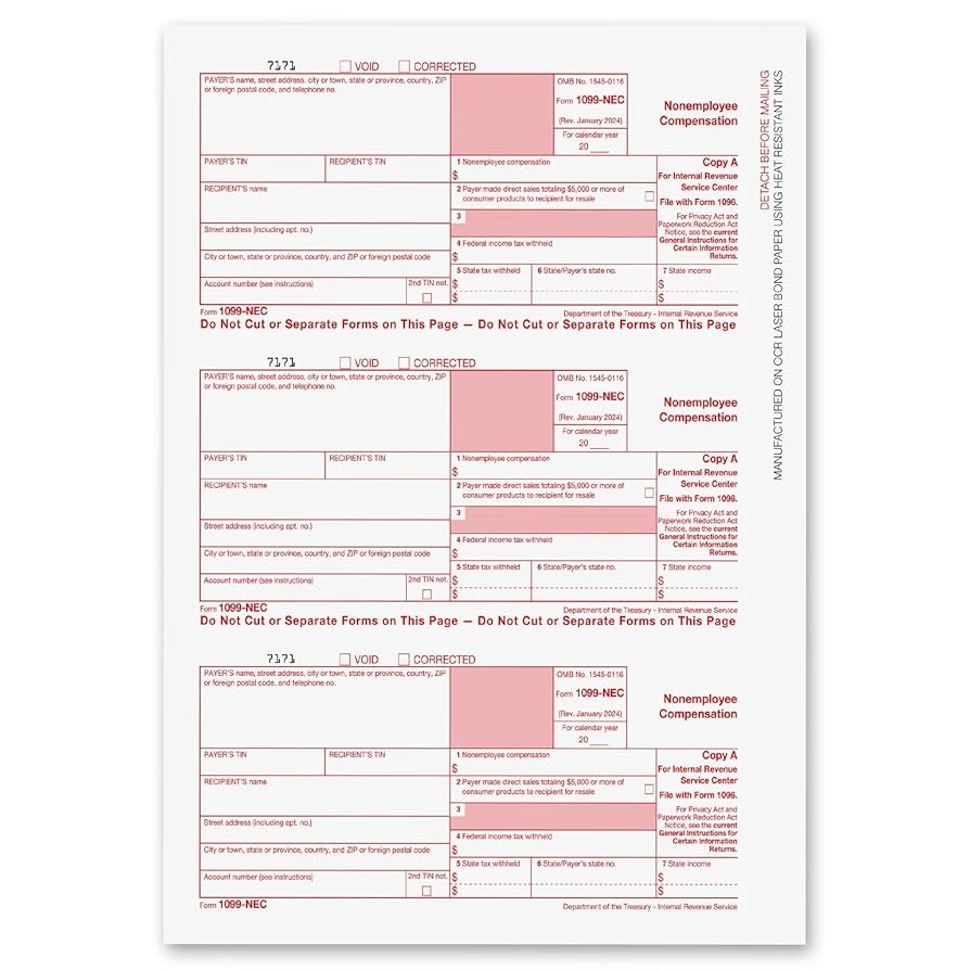 Amazon 1099 NEC Forms 2024 1099 NEC Laser Forms IRS 