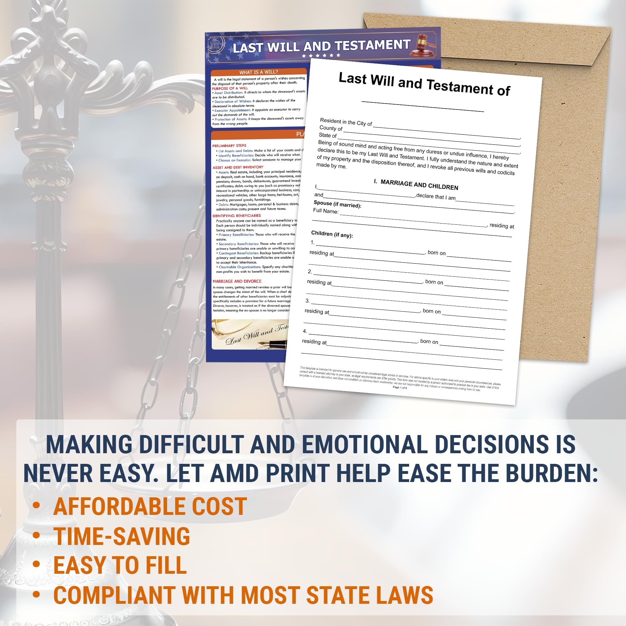 Amazon KING PRINT Last Will And Testament Kit 2025 Legal Will Trust Forms For Estate Planning Do It Yourself Kit Peace Of Mind Includes 2 Forms Codicil Guide Information