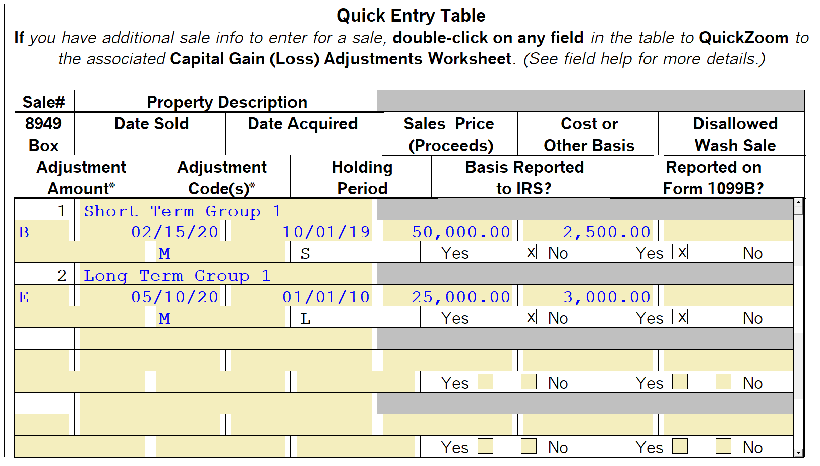 Attach A Summary To The Schedule D And Form 8949 In ProSeries