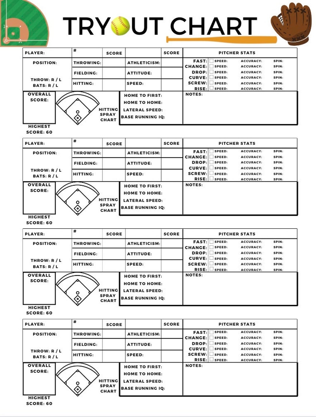 Baseball Player Sales Evaluation Sheet