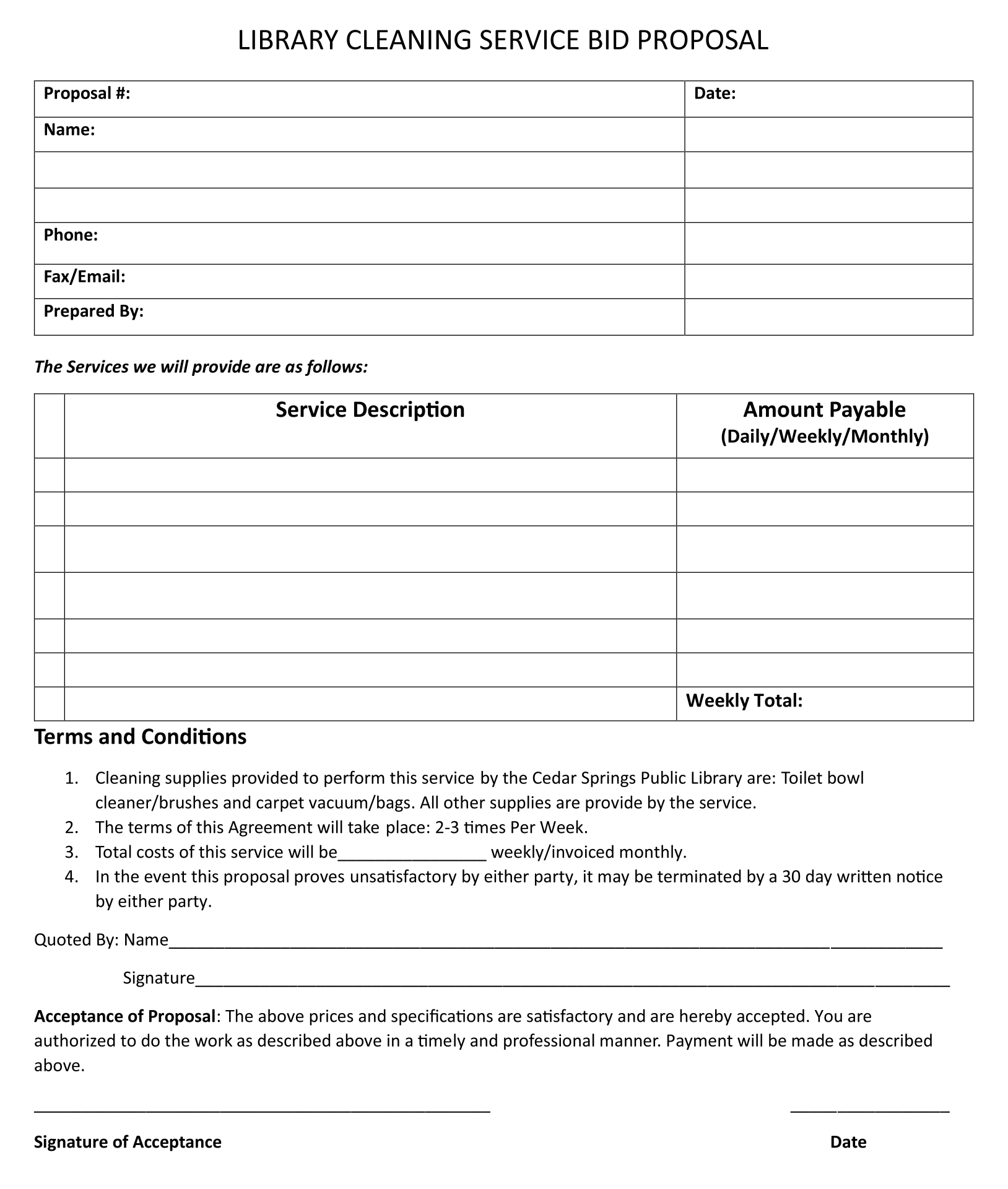 Bid Proposal Templates 10 Free PDF Printables Printablee