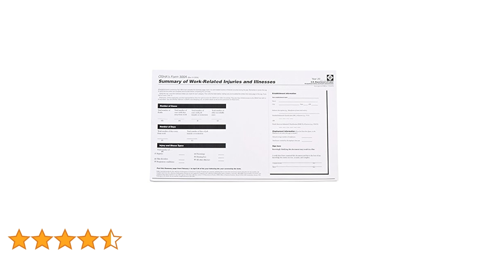 Brady OR300A Forms OSHA 300A Log Amazon Industrial U0026 Scientific