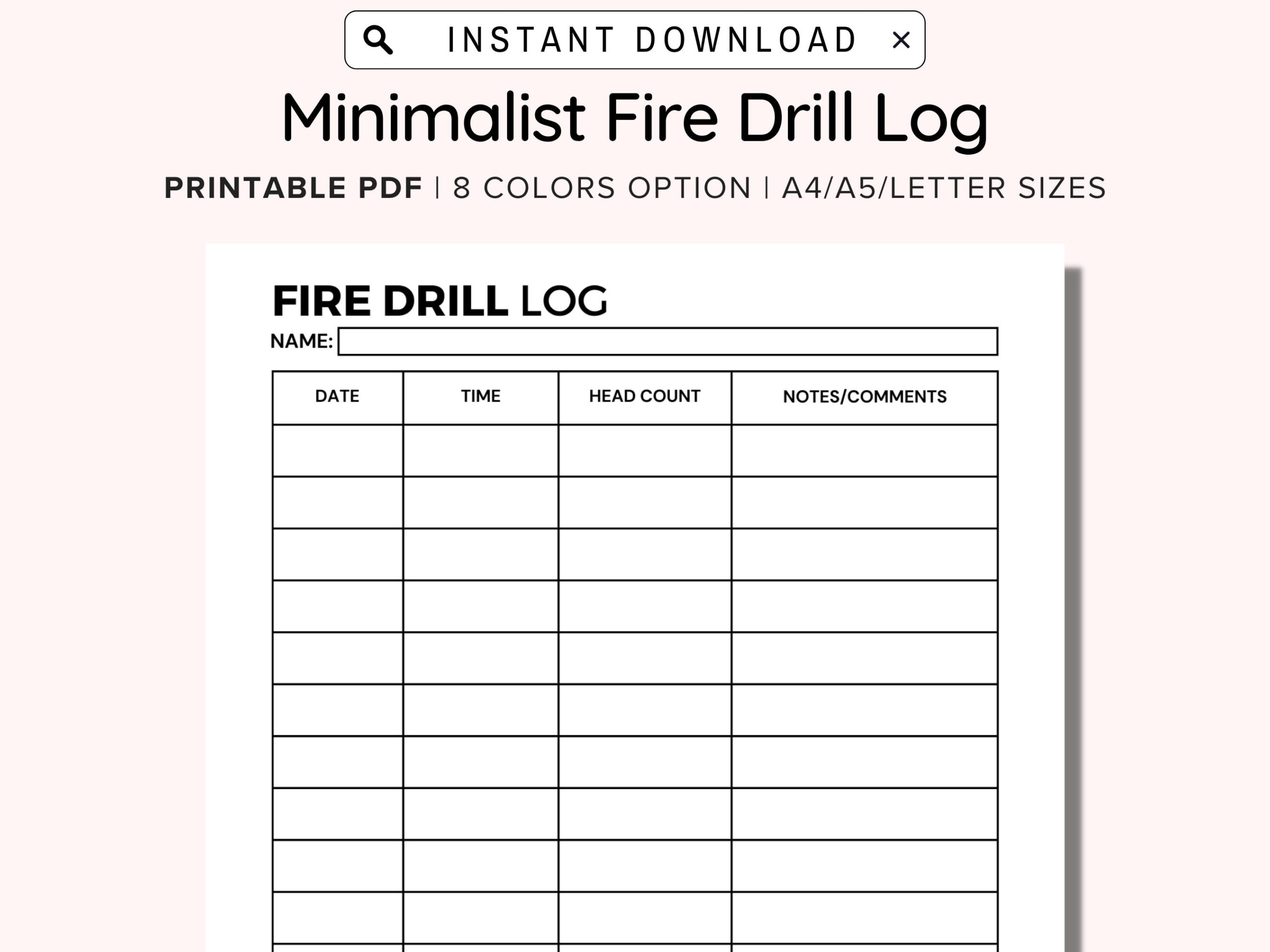 Business Fire Drill Log Printable Organization Fire Drill Practice Daycare Fire Drill Log Childcare Fire Drill Tracker Daycare Forms Etsy
