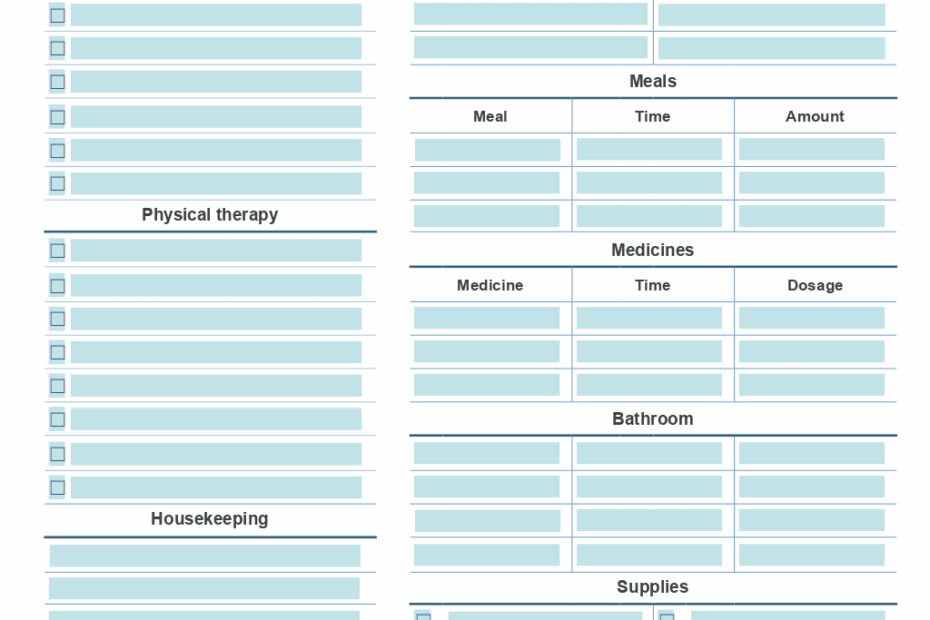 Caregiver Daily Checklist Template ONLYOFFICE