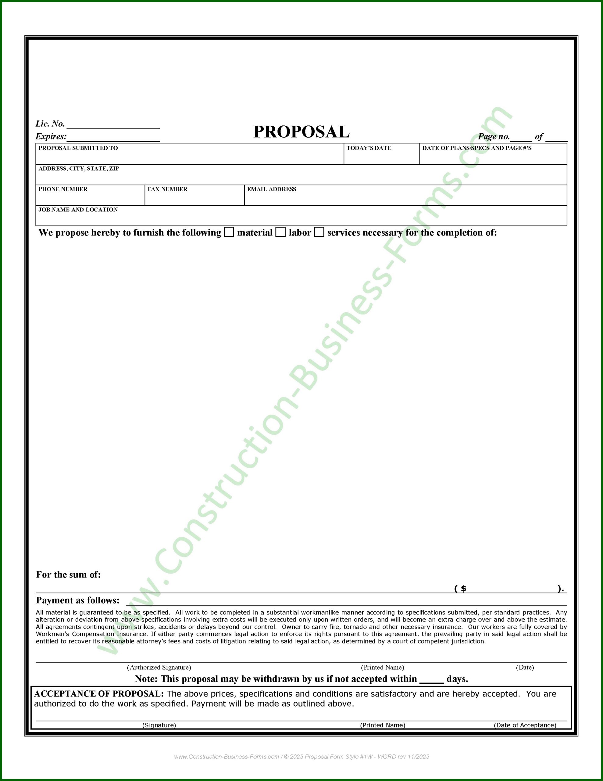 Construction Bid Proposal Template Style 1 Use It And Win Your Bids 