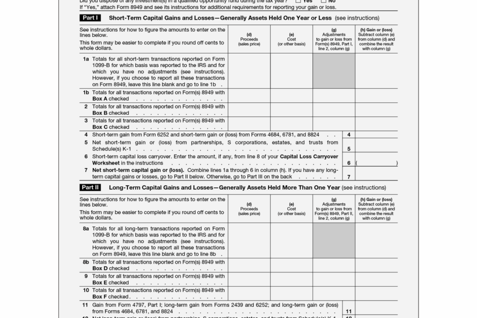 D1204 Form 1040 Schedule D Capital Gains And Losses Worksheets Library
