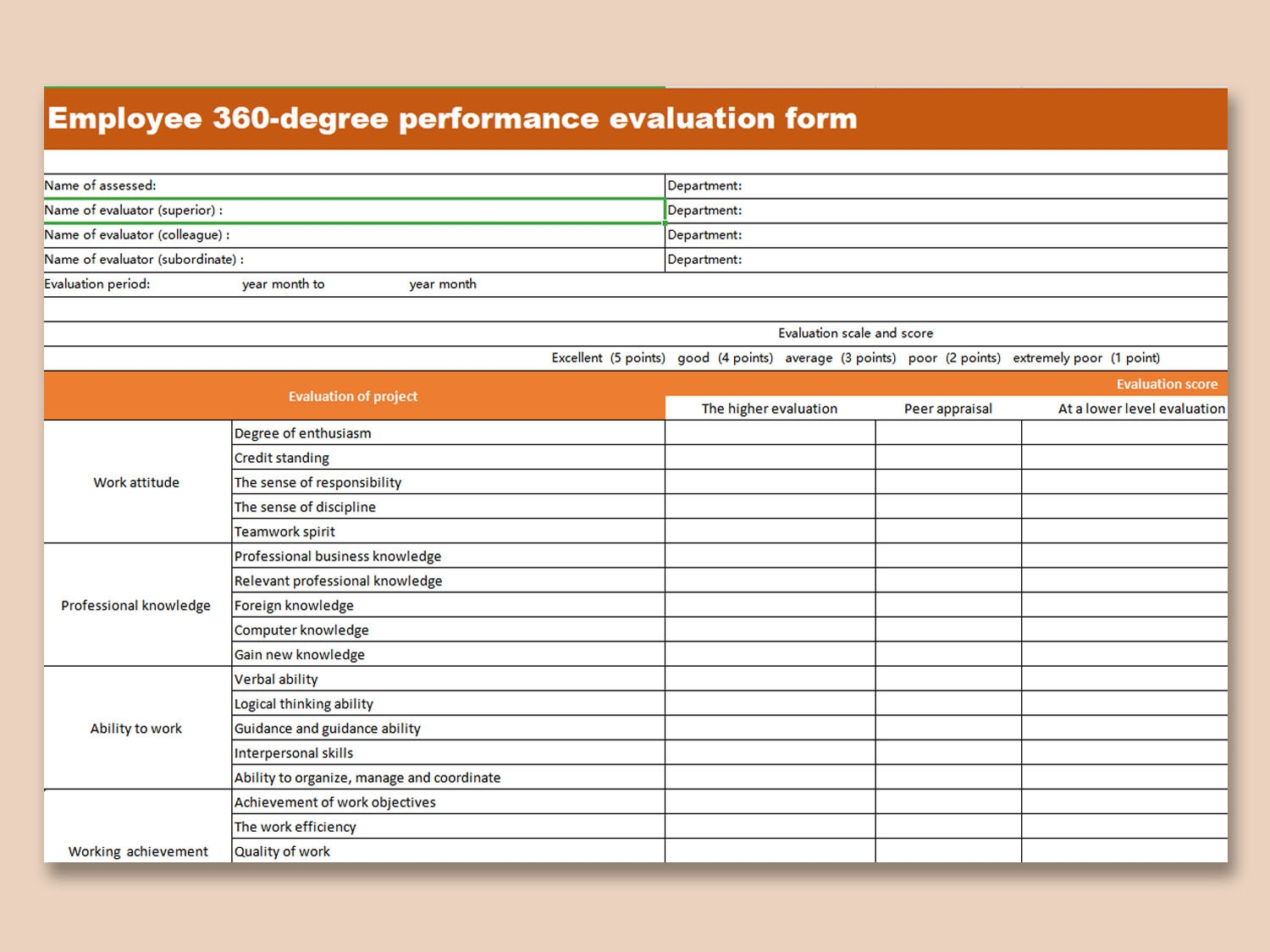 Downloadable Free Employee Evaluation Form Template Word WPS 