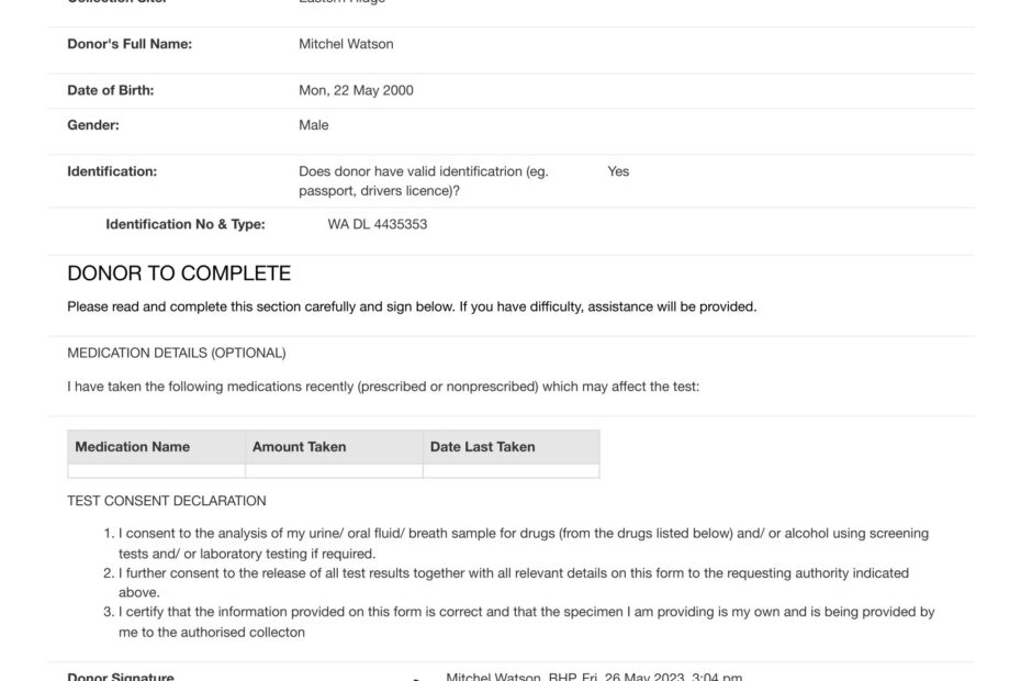 Drug Test Consent Form Template Easy To Complete Consent Forms