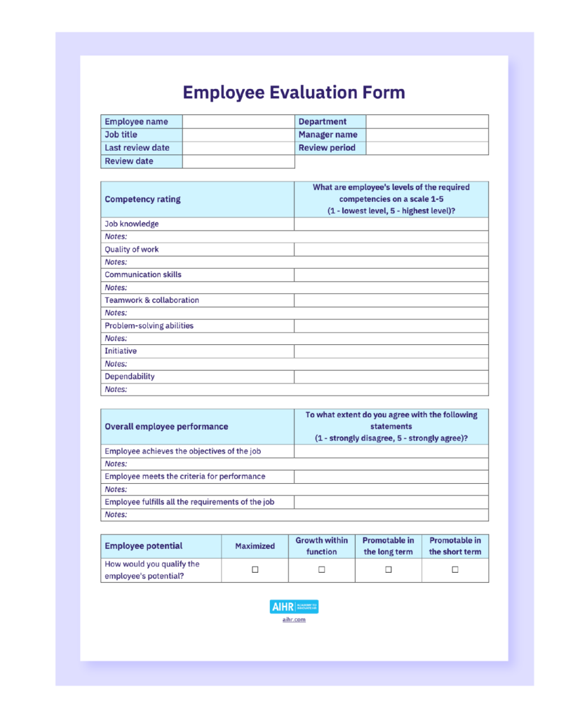 Employee Evaluation Template And Guide Free Download AIHR