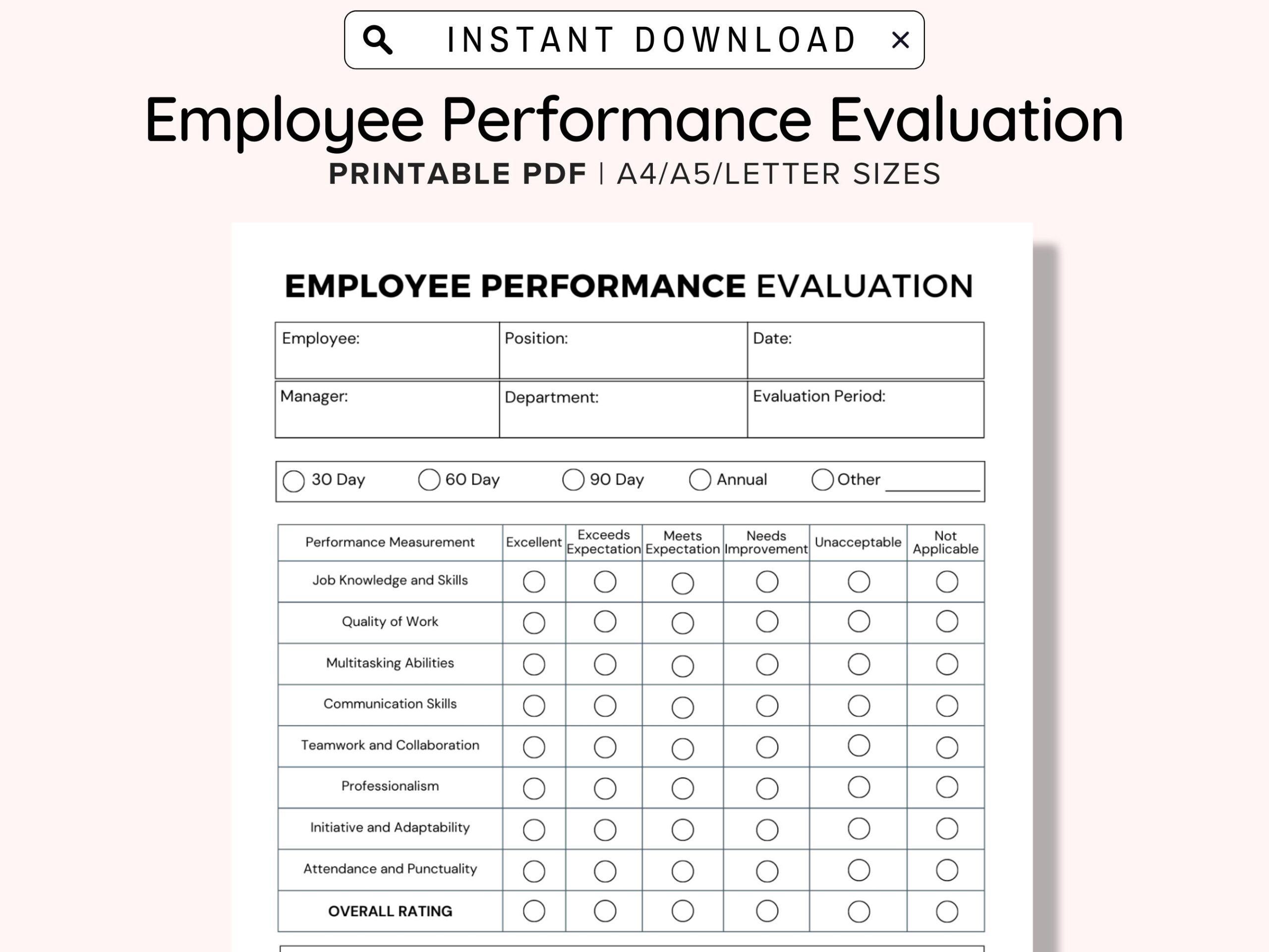 Employee Performance Evaluation Template Employee Performance 