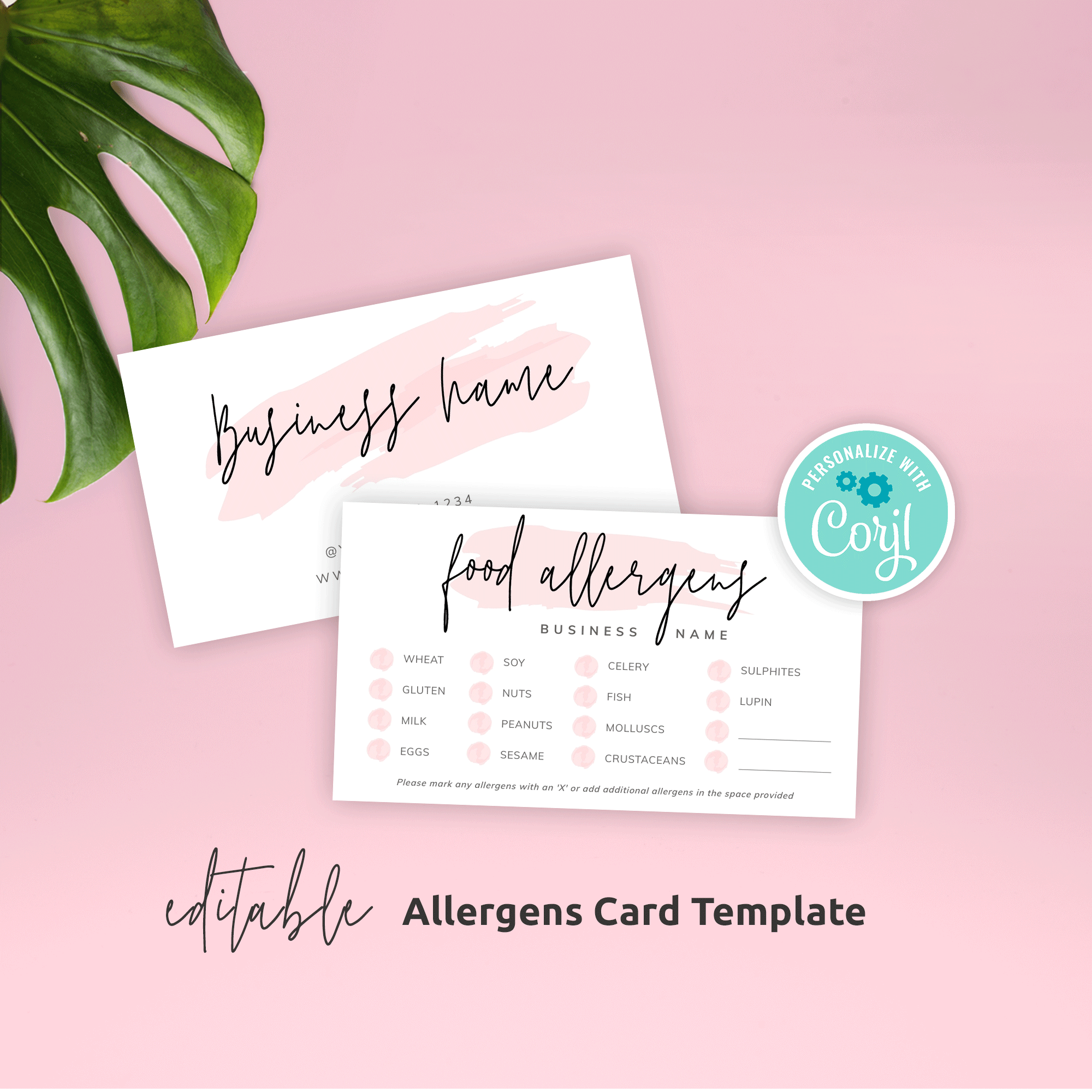 Feminine Food Allergens Card Watercolor PW 001