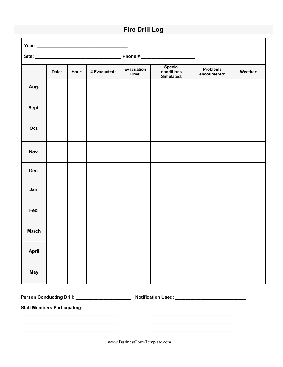 Fire Drill Log Template Fill Out Sign Online And Download PDF Templateroller